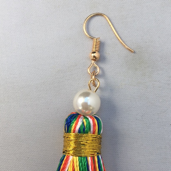 New! Bohemian Multicolored Tassel Earrings - Picture 3 of 7